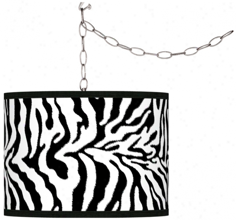 Swag Style Safari Zebra Giclee Shade Plug-in Chandelier (f9542-r2408)