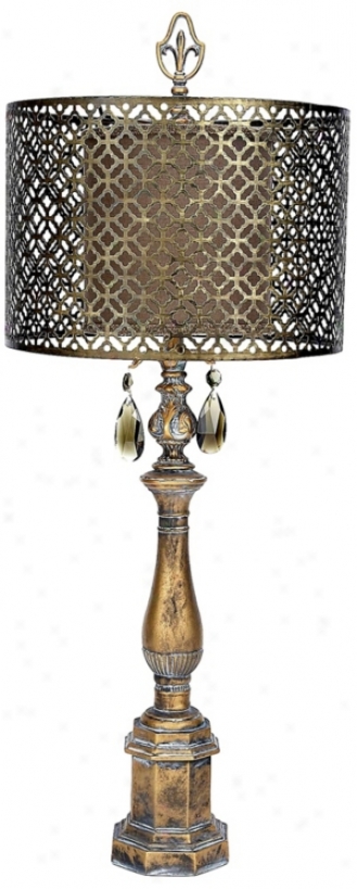 Swoon Decor Metal Lattice Drive Stone Table Lamp (w8557)