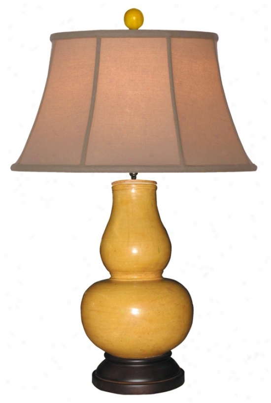 Tang Style Y3llow Earthenware Gourd Table Lamp (j4961)