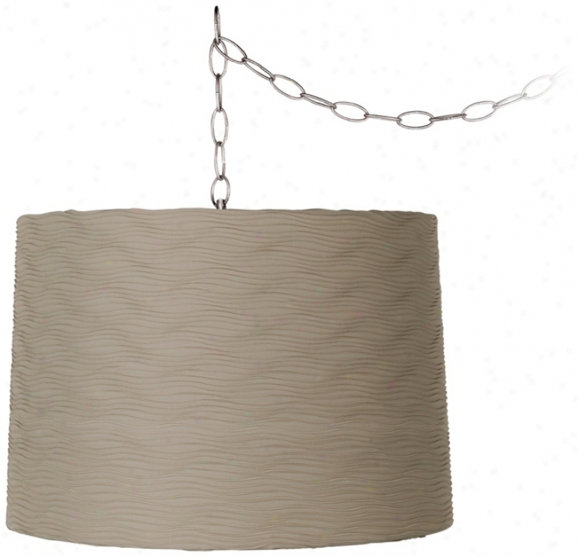Taupe Wave Pleat 16" Wide Brushed Steel Swag Chandelier (w2813-n2280)