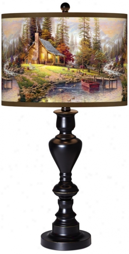Thomas Kinkade A Peaceful Retreat Black Bronze Table Lamp (x0022-x2988)