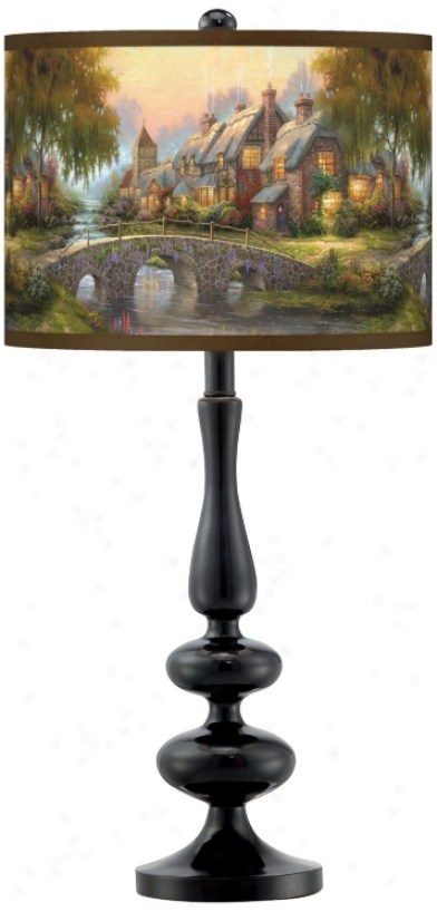 Thomas Kinkade Cobblestone Bridge Giclee Glow Table Lamp (n5714-w8693)