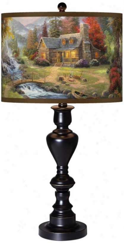 Thomas Kinkade Mountain Paradise Black Bronze Table Lamp (x0022-x2985)