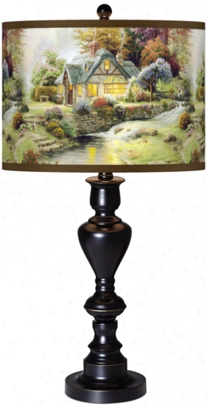 Thomas Kinkade Stillwater Cottage Giclee Glow Table Lamp (x0022-x2981)