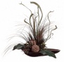 Canna Grass And Staghorn In Dissh Faux Flower Arrangement (n6758)