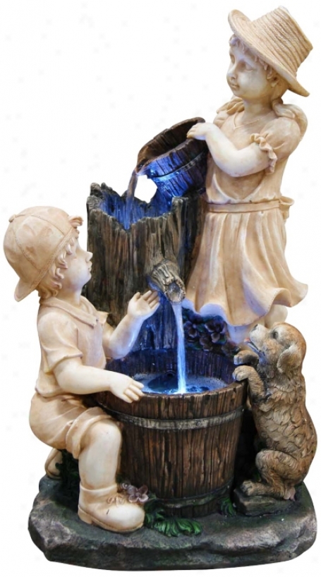Tiered Led Children Playing Fountain (x3685)