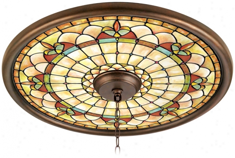 Tiffany Tracery 24" Wide Bronze Finish Ceiling Medallion (02777-g7140)