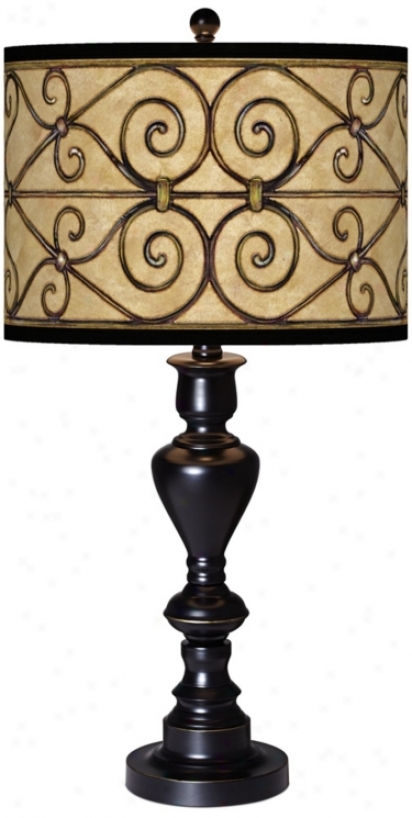 Trellis Hearts Giclee Glow Black Bronze Table Lamp (x0022-x2762)