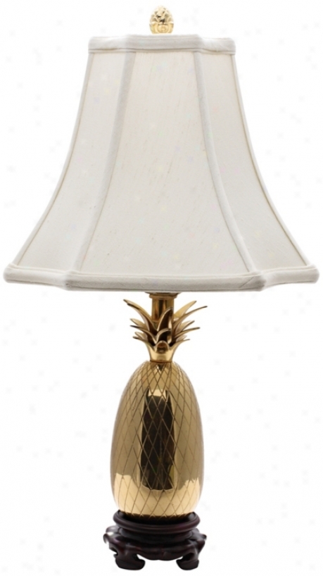 Trlpic Pineapple Brass And White Table Lamp (j8902)