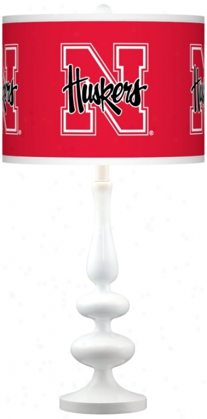 University Of Nebraska Gloss White Table Lamp (n5729-y3334)