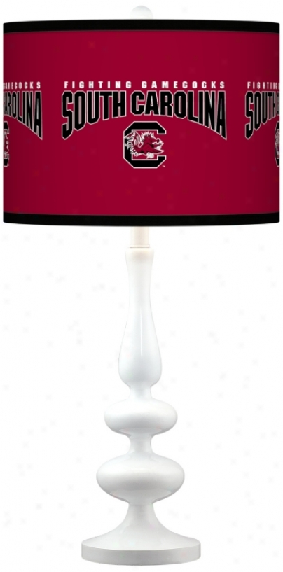 University Of South Carolina Gloss White Table Lamp (n5729-y4689)