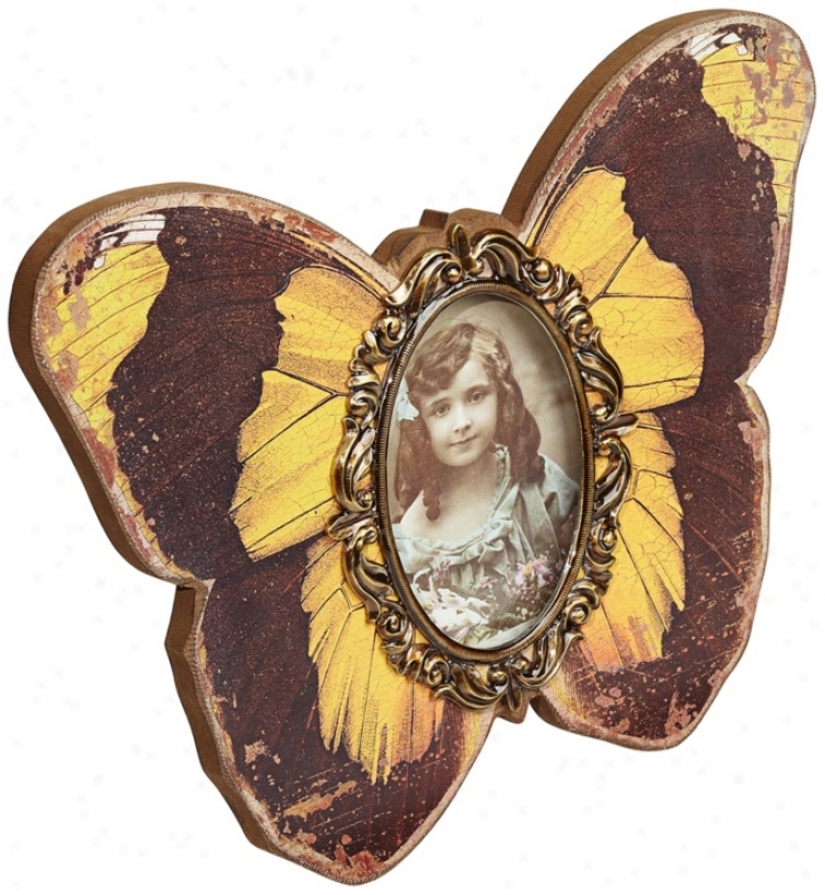 Vntage Amber Butterfly Photo Frame (v2178)
