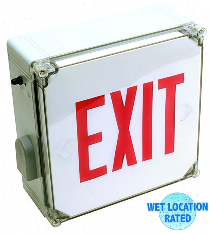 Wet Location Red Led Emergency Exit Sign With Battery (54179)