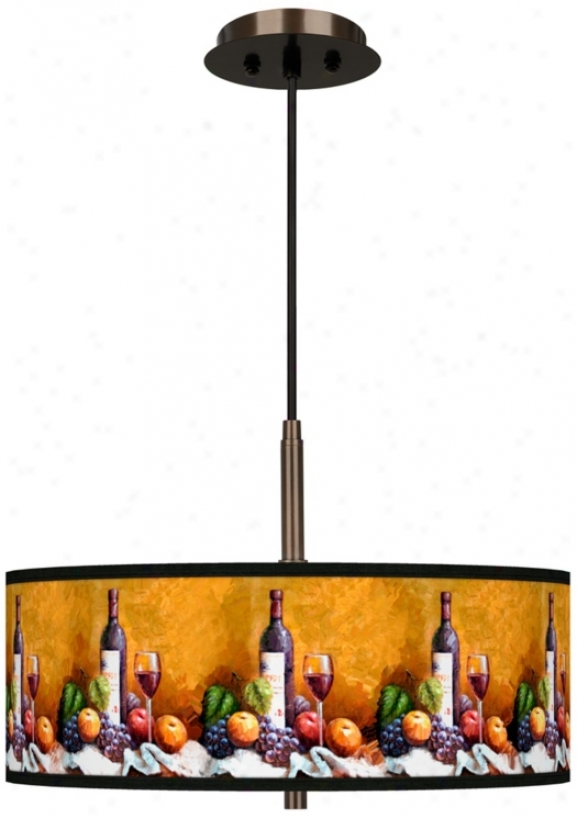 Wine And Product Giclee Glow 16"w Bronze Pendant Chandelier (w7783-x9276)