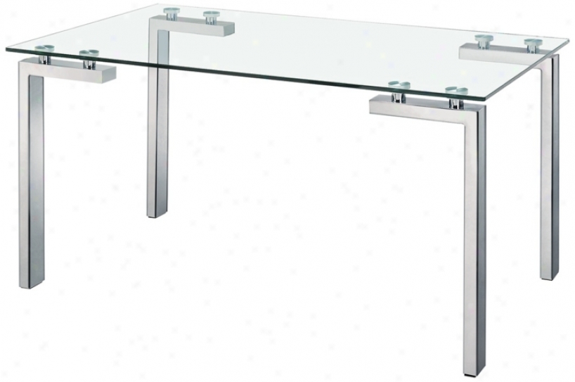 Zuo Roca Stainless Steel And Glass Dining Table (v9229)