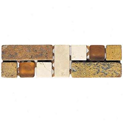 Alfagres Tumbled Marble Gema Series - Glass Inserts Boticcino Dorado - Orange Glass Tile & Stone