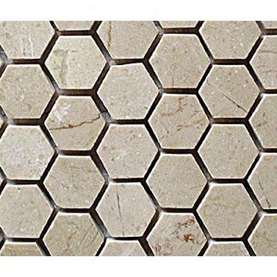 Diamond Tech Glass Marble Series Hexagon Honed Mosaic Crema Marfil Tile & Stone