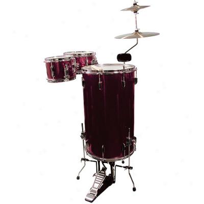 Gp Percussion 3piece Cocktail Drum Set, Wine Red
