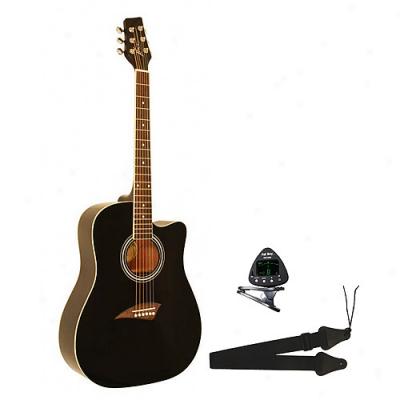 Kona Acoustic Guitar Pack, Black