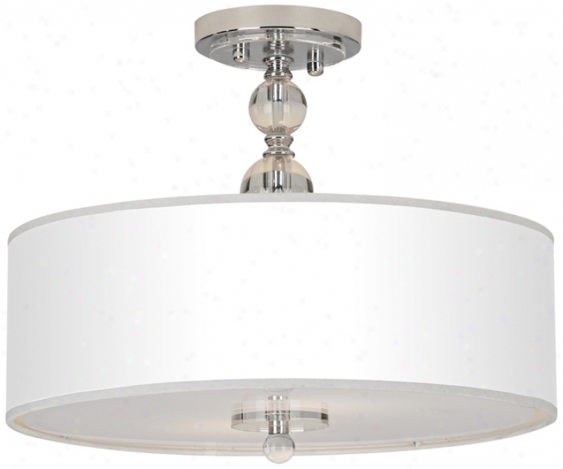 16" Wide White And Chrome Semi Flush Ceiling Light (r5775)