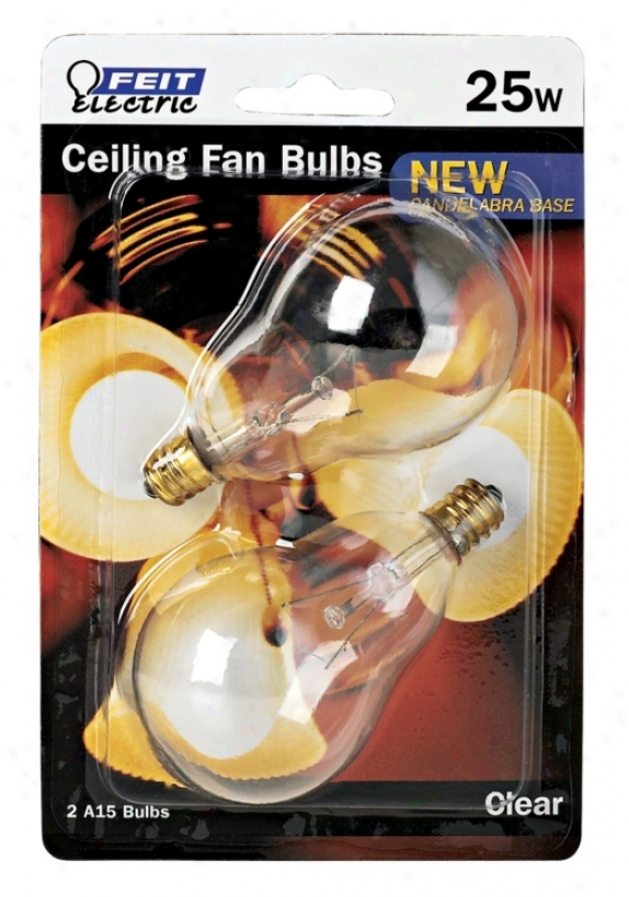 2-pack 25 Watt Candelabra Clear Ceiling Fan Light Buibs (86089)