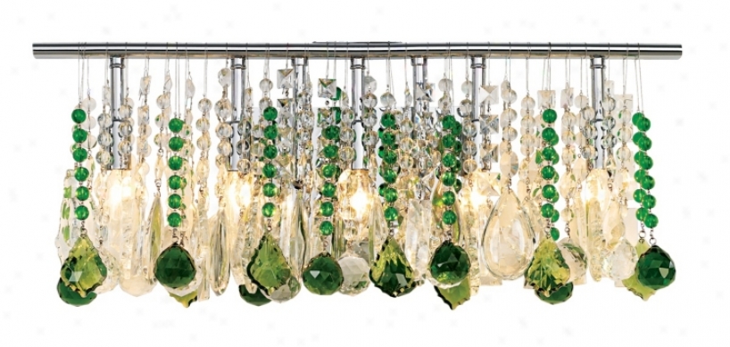 24" Wide Green And Clear Crystal Five Light Bathroom Fixture (33774-f6172-f6172)