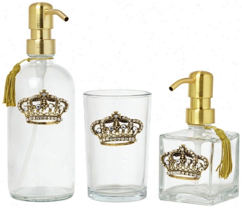 3-piece Gold Crown Bathroom Accessory Set (u7926)