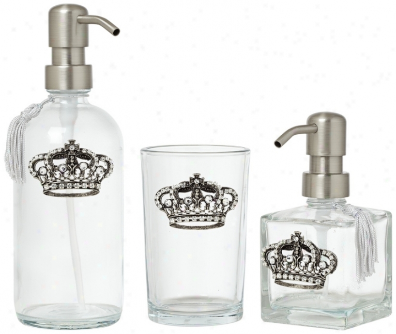 3-piece Silver Crown Bathroom Accessory Set (u7927)