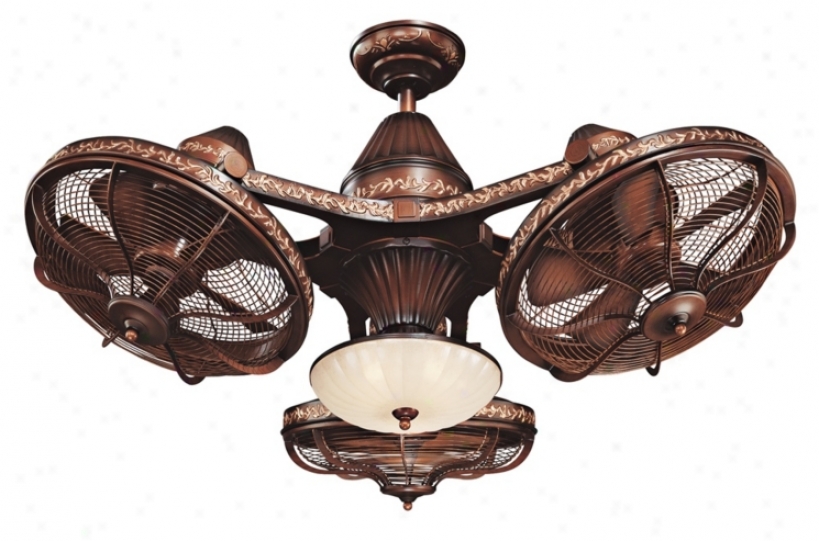 38" Esquire Rich Harden Finish 3-head Ceiling Fan (99349)