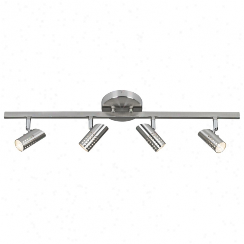 4-light Perforated Head Brushed Steel Track Fixture (t7394)