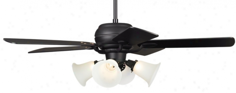 52" Casa Optima Matte Black White Glass Ceiling Fan (73988-94006-94063-01087)