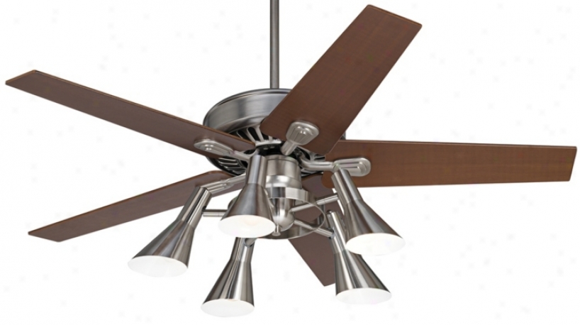 52" Windstar Ii Brushed Steel With Walnut Ceiling Fan (34O53-32435-r1737)