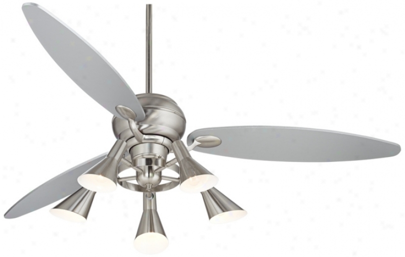 66" Spyder&#8482; Brushed Steel Ceiling Fan With 5-light Kit (r2181-r2484-r1737)