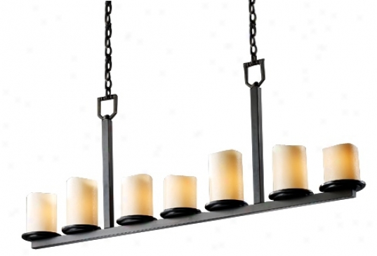 7-light Dark Bronze & Creme Faux Candle Bar Chandelier (74202)