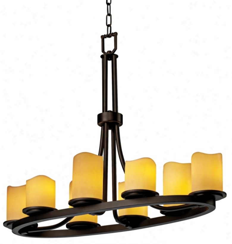 8-light Oval Ring Bronze & Faux Candle Island Chandelier (1138)