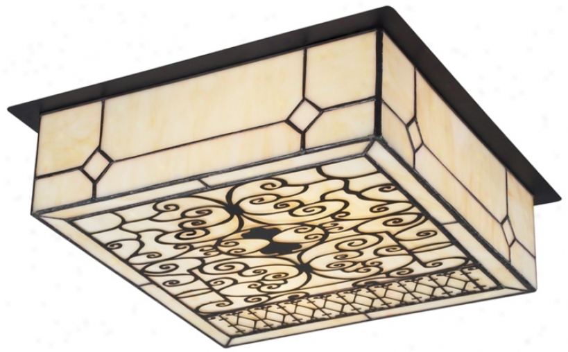 Adamson Cream Art Glass 14" Wide Ceiling Light Fixture (k4135)