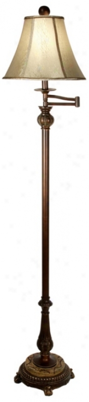 Adele Bronze And Fwux Marble Swing Arm Floor Lamp (r1016)