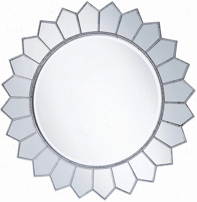 Aged Silver Sun flower 36" Round Wqll Reflector (p7895)