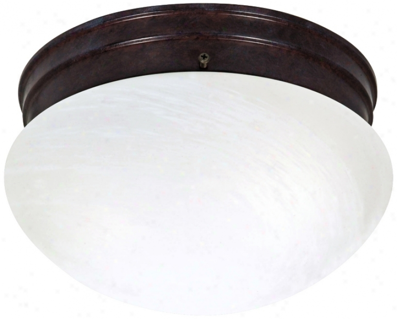 Alabaster Glass Old Bronze Energy Star 9 1/2" Ceiling Light (p9108)