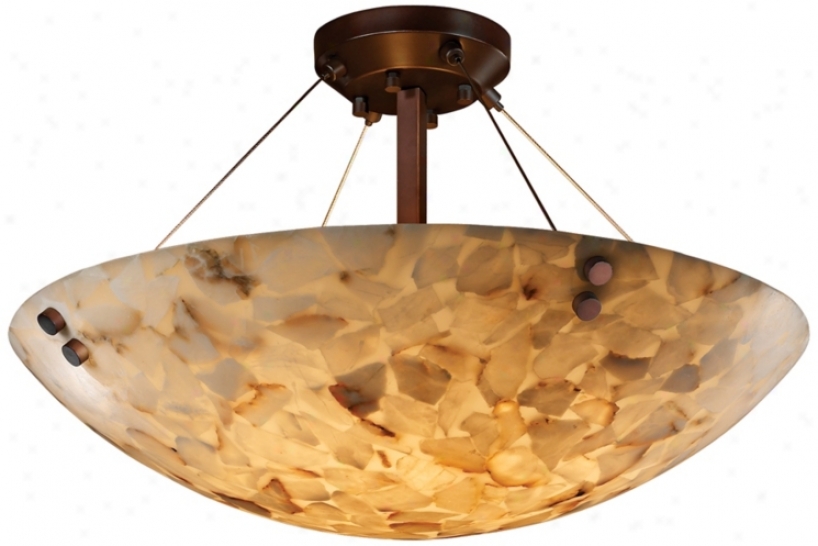 Alabaster Rocks Dark Bronze 18" Wide Semiflush Ceiling Light (k5298)