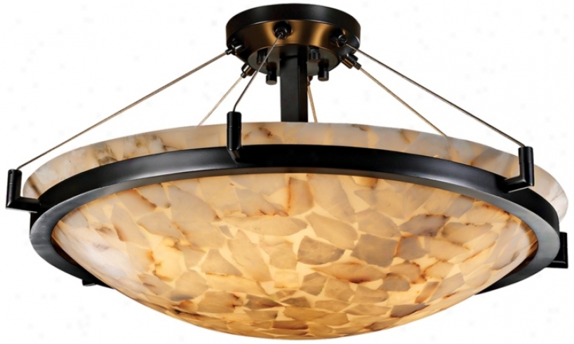 Alabaster Rocks Matte Black Semiflush 18" Wide Ceiling Light (k5300)