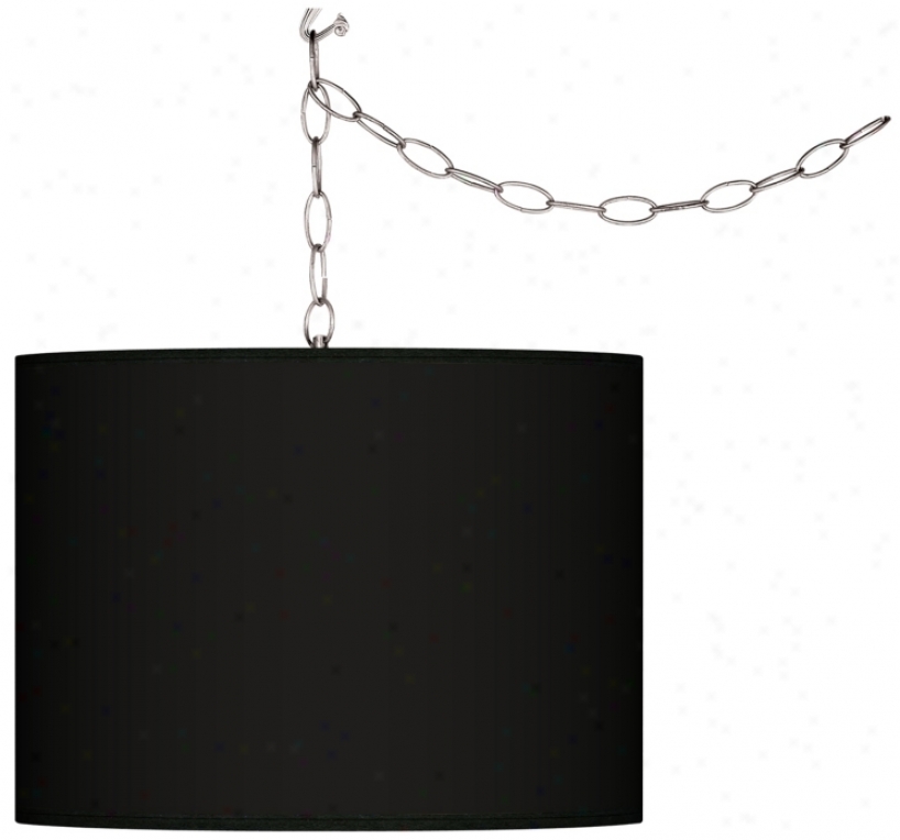 All Black Giclee Swag Style 13 1/2" Wide Plug-in Chandelier (f9542-j4832)