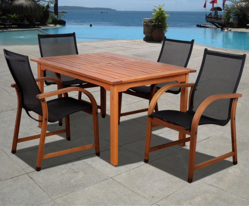 Amazonia 5-piece Bahamas Eucalyptus Rectangular Dining Set (x6275)