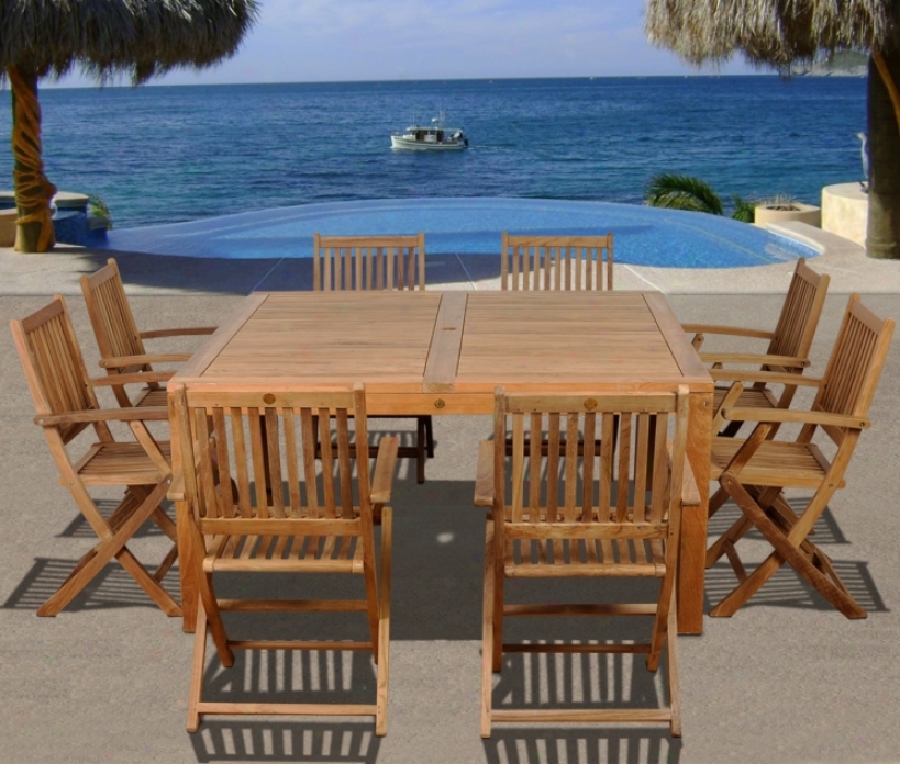 Amazonia 9-piece Teak Dubai Outdoor Square Dining Set (x6166)