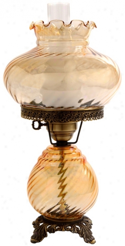 Amber Swirl Optic Shade Night Light Hurricane Table Lamp (f7902)