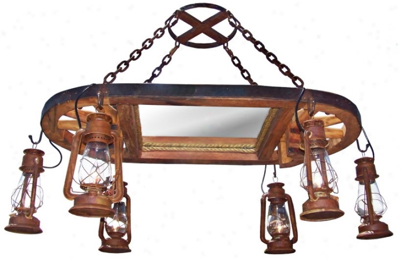 Amberwood Rust Lanterns Wagon Move on ~s Island Chandelier (k9045)