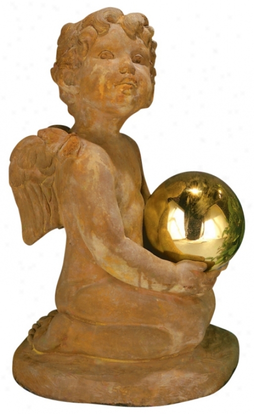 Angel With Glaze Globe Garden Accent (36600)