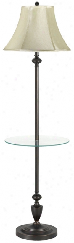 Angelo Collection Bronze Metal Glass Tray Floor Lamp (92650)