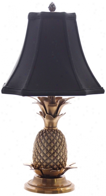 Antiqur Brass Black Shade Pineapple Table Lamp (j8907)