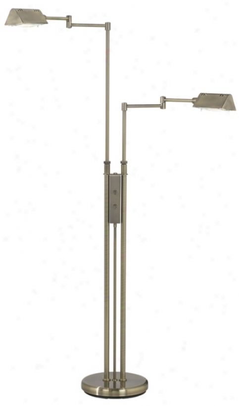 Antique Brass Double Pharmacy Floor Lamp (62417)